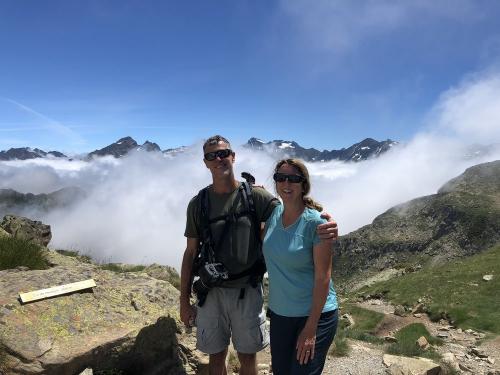 A sea of clouds below
