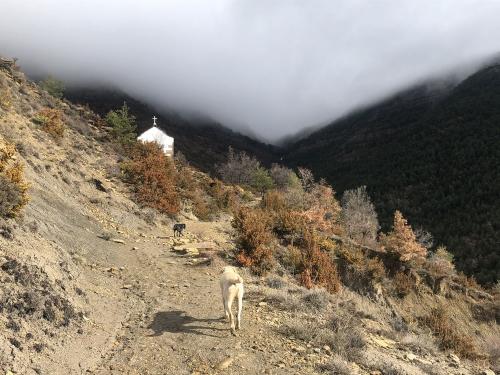 One of teh Ermitras on the way up into the clouds