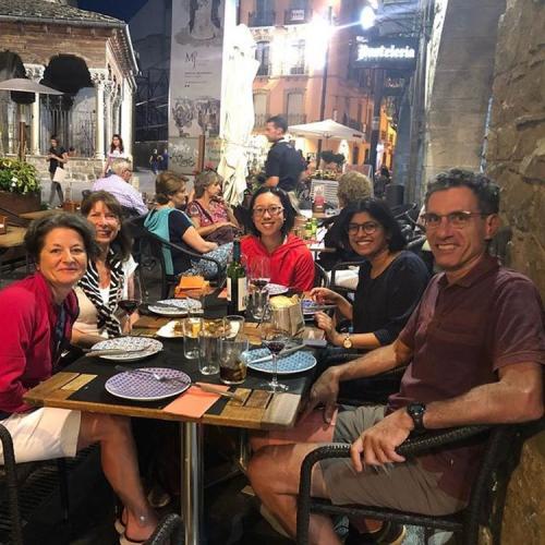 Enjoying the vino and the tapas in Jaca